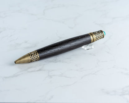 Celtic Twist Pen - Irish Bog Oak & Antique Brass