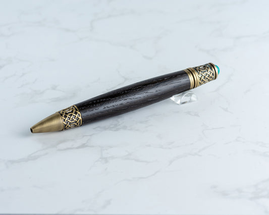 Celtic Twist Pen - Irish Bog Oak & Antique Brass