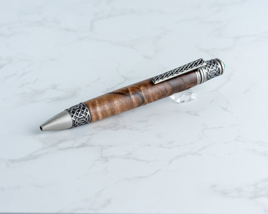 Celtic Twist Pen - English Walnut Wood & Antique Pewter