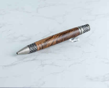 Celtic Twist Pen - English Walnut Wood & Antique Pewter