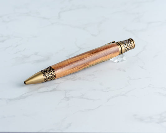 Celtic Twist Pen - Green Ambrosia Maple & Antique Brass