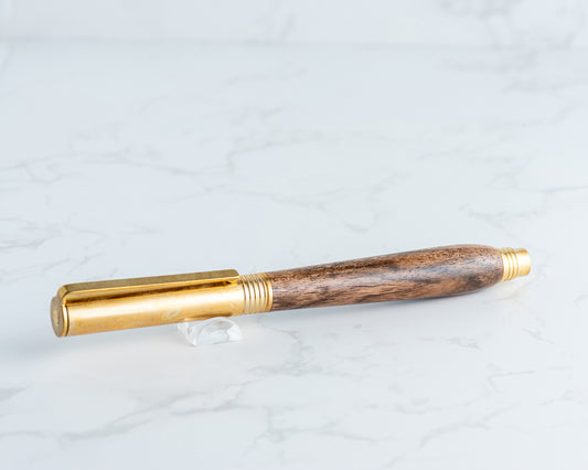 Hobby Knife - English Walnut Wood on Raw Brass Hardware