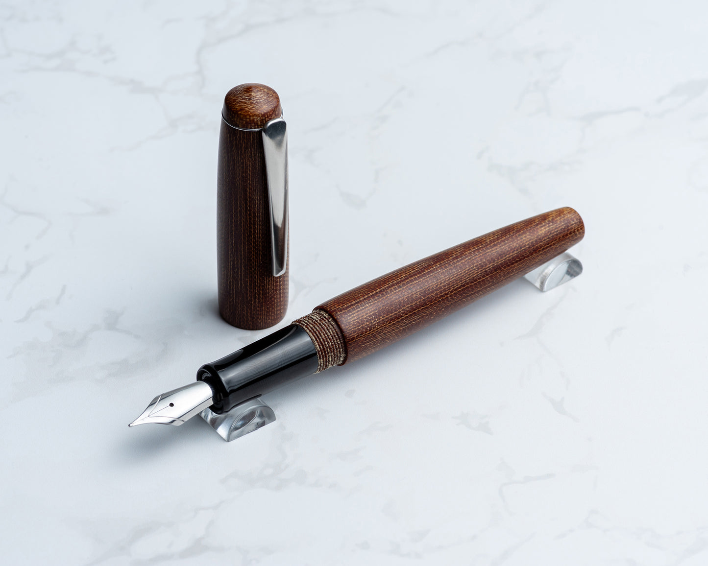 Daily Carry - Brown Phenolic Micarta & Black Ebonite w/ Stainless Steel Clip
