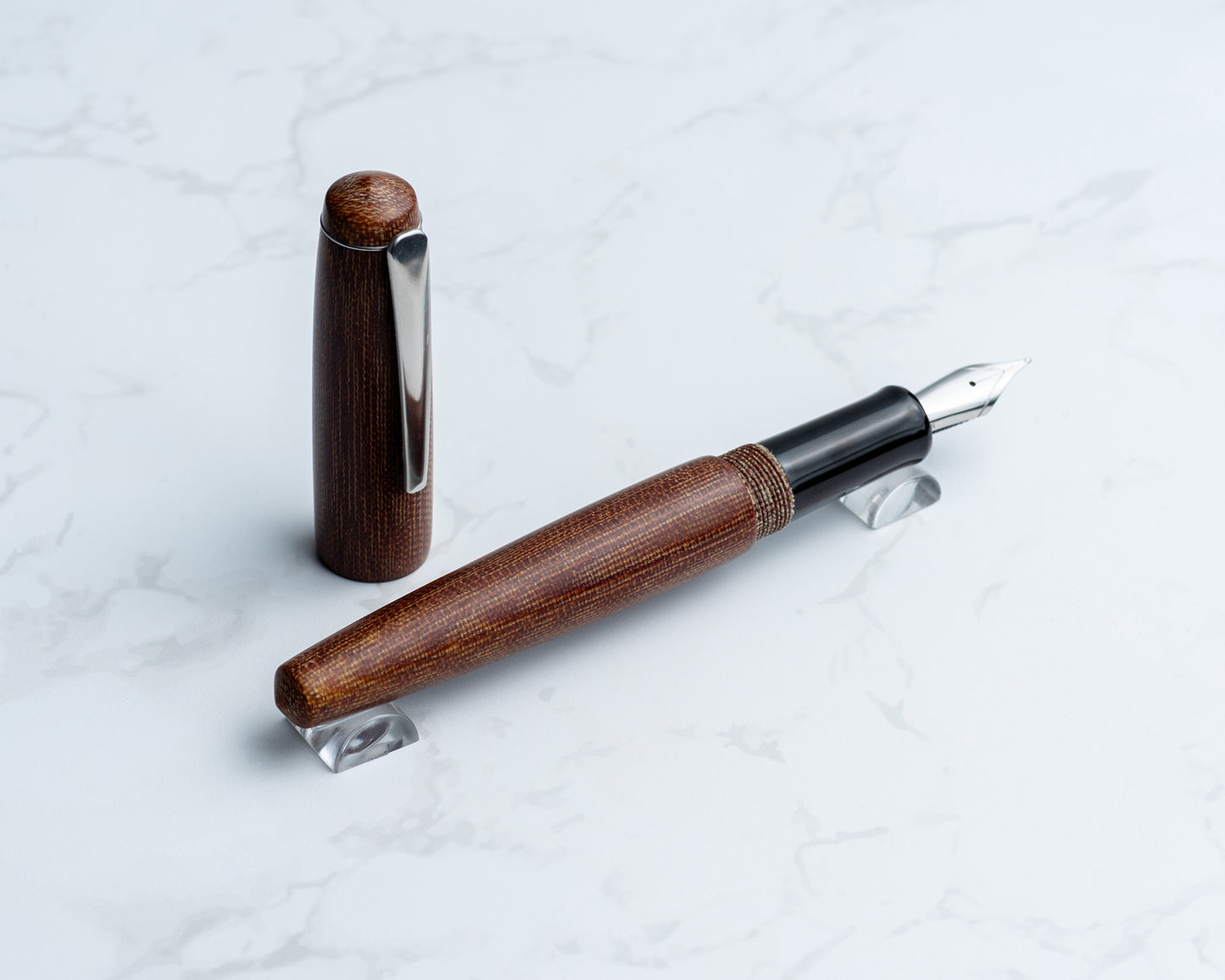 Daily Carry - Brown Phenolic Micarta & Black Ebonite w/ Stainless Steel Clip