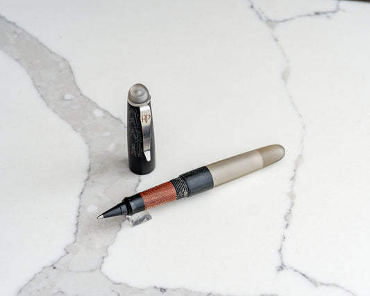 Daily Carry - EDC Demo | Handmade Convertible Pen w/ Black & Brown Canvas Micarta, Ebonite, Smoky Demo Resin, and Stainless Steel Clip