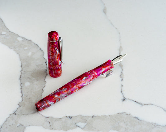 Primary Piece - "Flamingo Sunrise" | Handmade Alumilite Resin Fountain Pen w/ Stainless Steel Clip