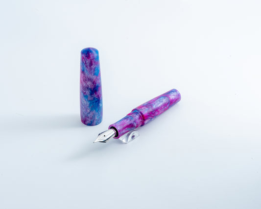 Lil' Piece - "Bubblegum Nebula" | Handmade Resin Clipless Pocket Fountain Pen