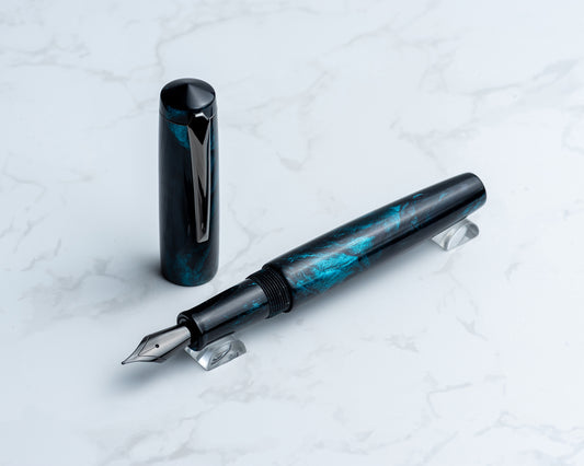 Portly Piece - "Dark Matter" | Handmade Resin Fountain Pen w/ Gunmetal Clip