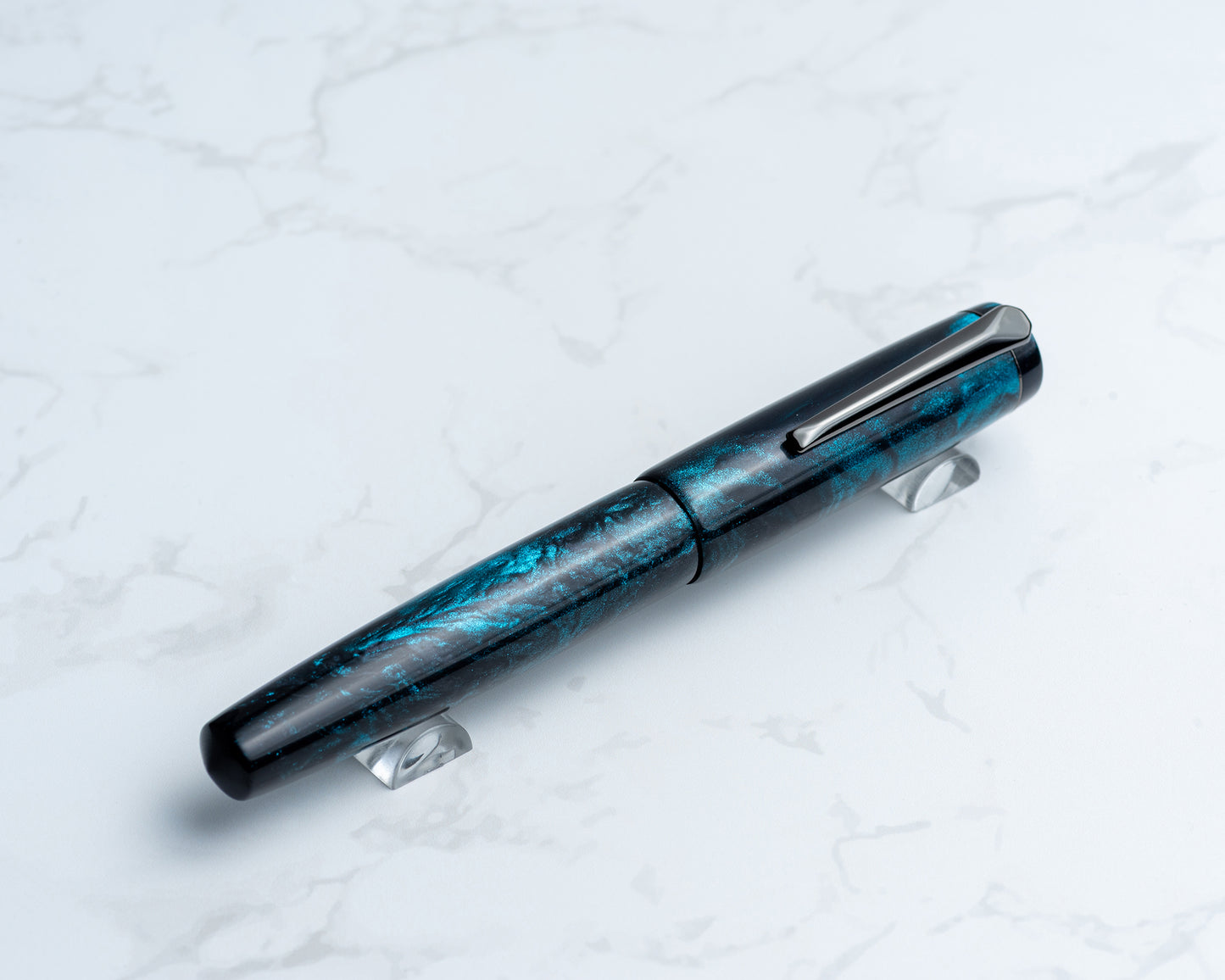 Portly Piece - "Dark Matter" | Handmade Resin Fountain Pen w/ Gunmetal Clip