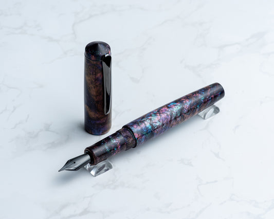 Portly Piece - "Immaculate Constellation" | Handmade Resin Fountain Pen w/ Gunmetal Clip