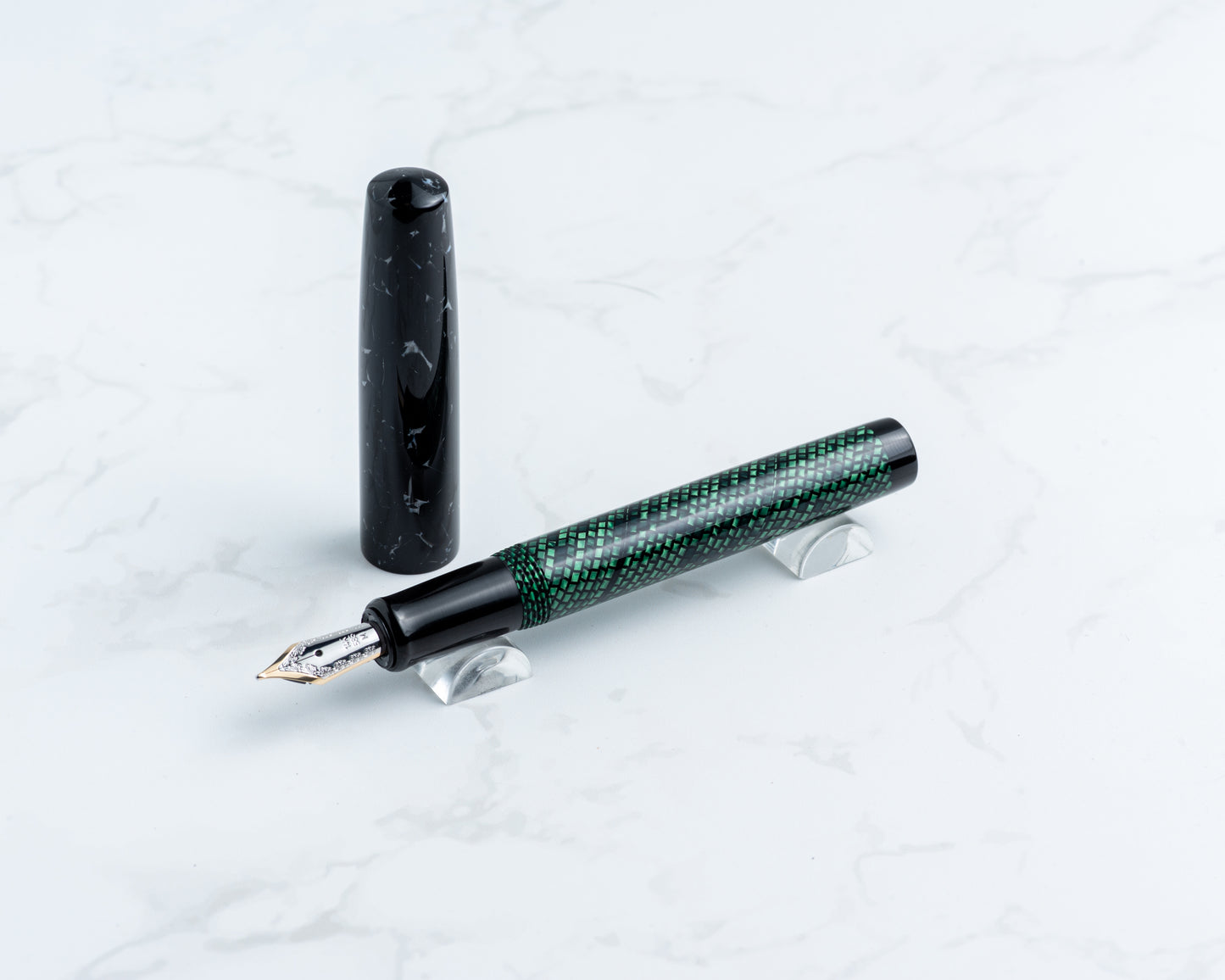 Premiere Pocket Piece - "Serpent Stone" | Handmade Fountain Pen w/ Vintage Cellulose Acetate