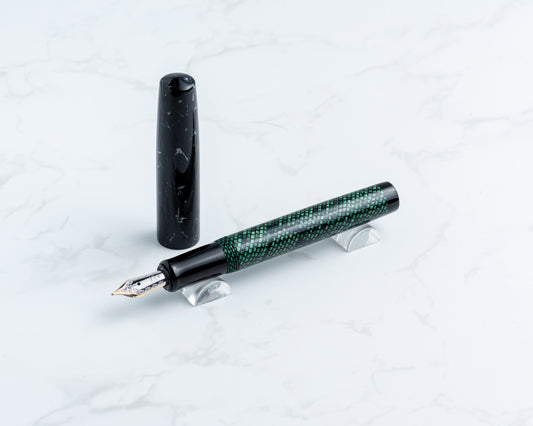 Premiere Pocket Piece - "Serpent Stone" | Handmade Fountain Pen w/ Vintage Cellulose Acetate