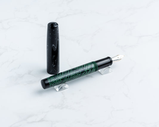 Premiere Pocket Piece - "Serpent Stone" | Handmade Fountain Pen w/ Vintage Cellulose Acetate