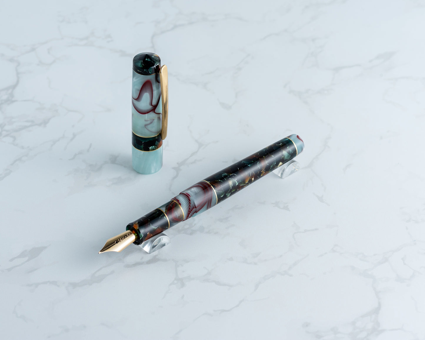Premiere Piece - "Mint Pistachio Crunch" | Handmade Fountain Pen w/ Vintage & Modern Acrylics