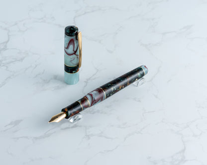 Premiere Piece - "Mint Pistachio Crunch" | Handmade Fountain Pen w/ Vintage & Modern Acrylics