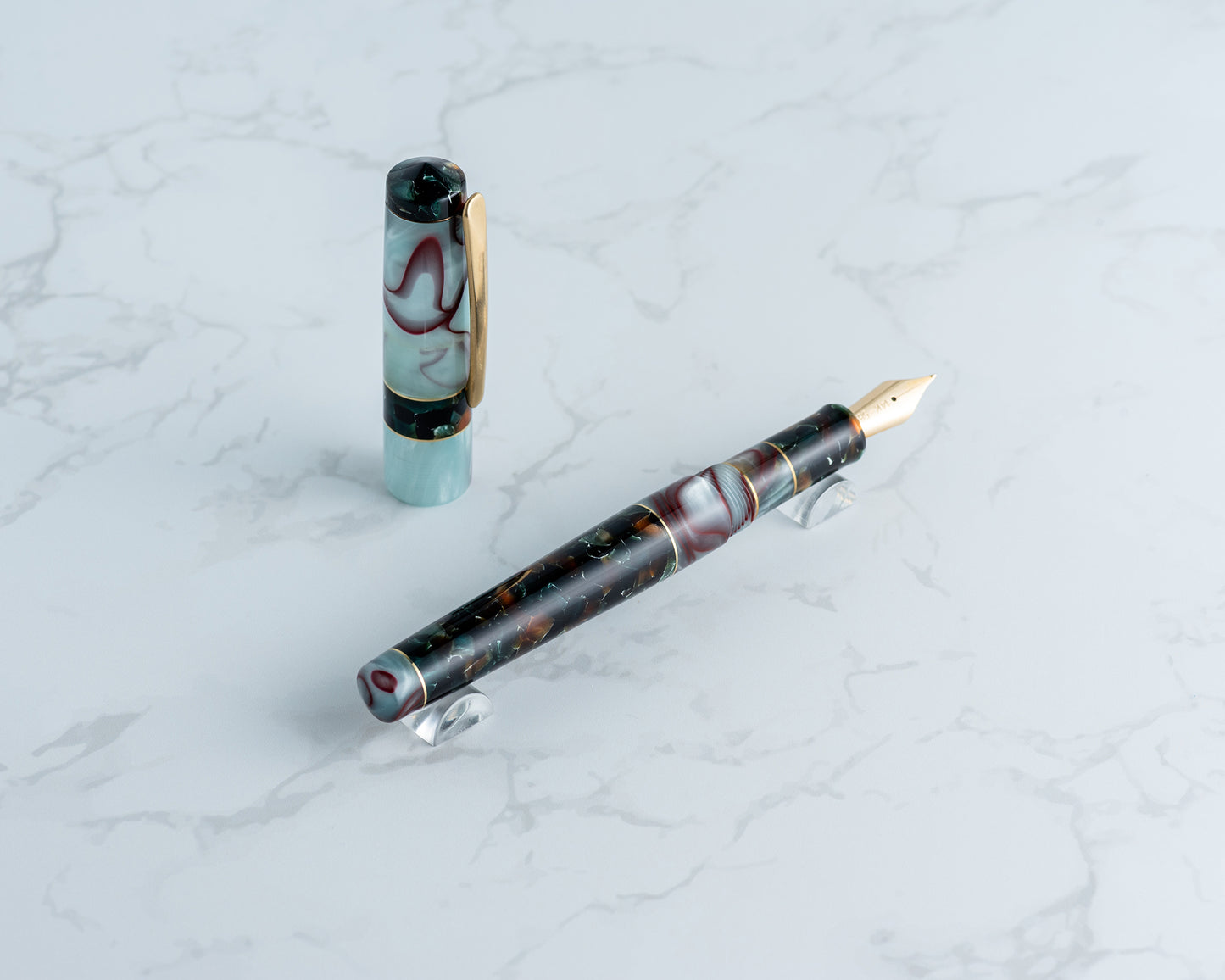 Premiere Piece - "Mint Pistachio Crunch" | Handmade Fountain Pen w/ Vintage & Modern Acrylics