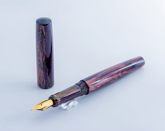 Primary Piece - "Purple Inferno" | Handmade Clipless Resin Fountain Pen