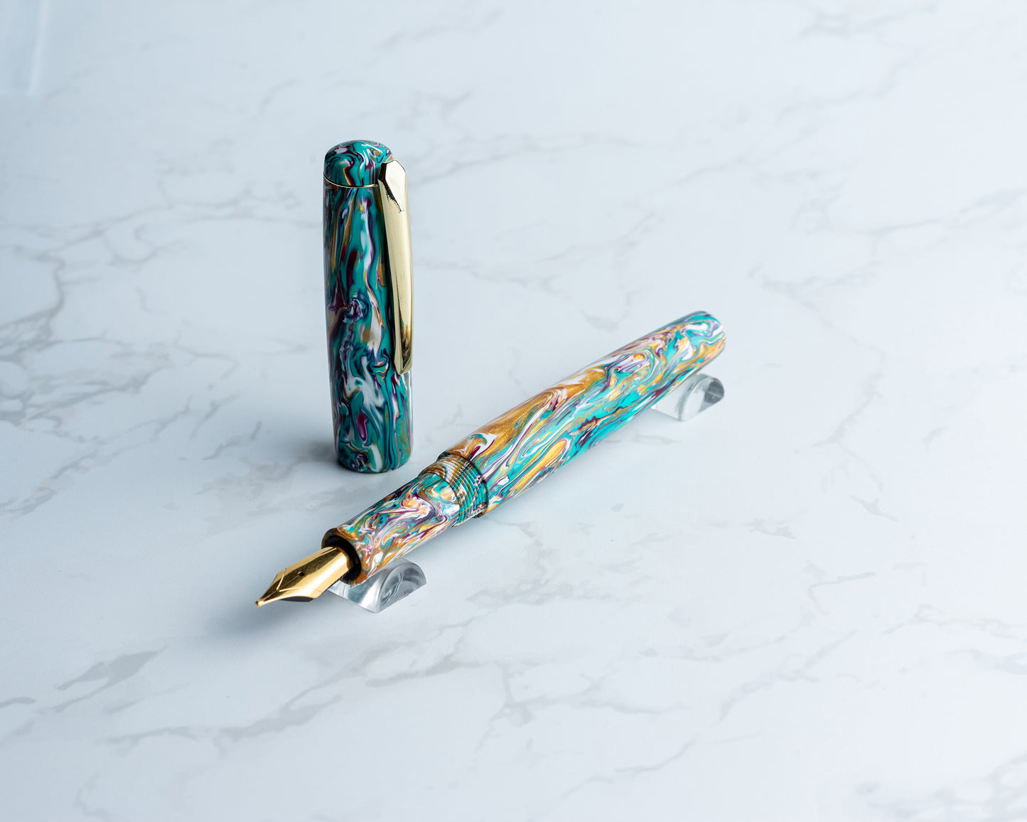 Primary Piece - "End of Summer Bash" Handmade Fountain Pen w/ Gold Plated Clip