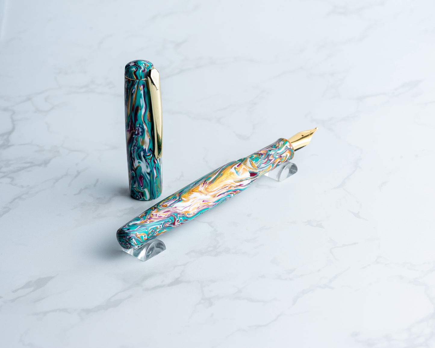 Primary Piece - "End of Summer Bash" Handmade Fountain Pen w/ Gold Plated Clip