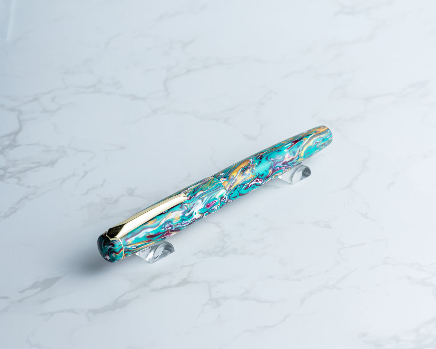 Primary Piece - "End of Summer Bash" Handmade Fountain Pen w/ Gold Plated Clip