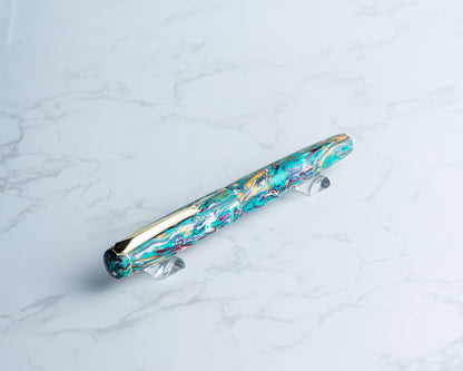 Primary Piece - "End of Summer Bash" Handmade Fountain Pen w/ Gold Plated Clip