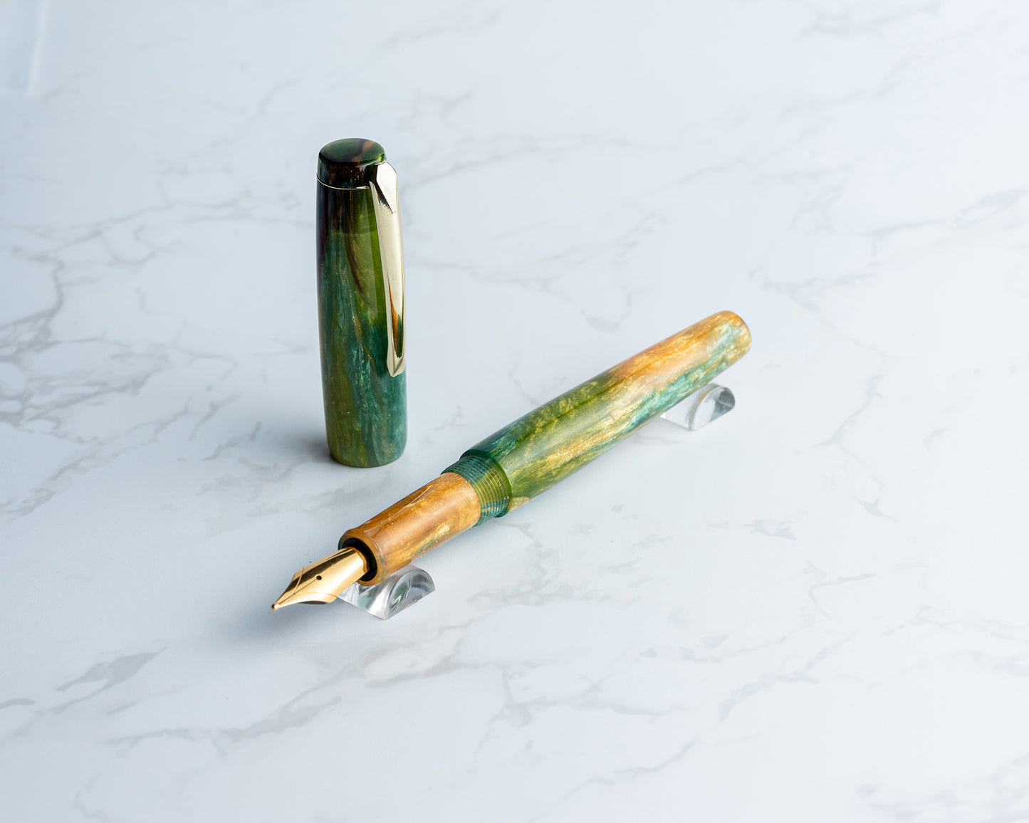 Primary Piece - "Golden Hour" Handmade Fountain Pen w/ Gold Plated Clip