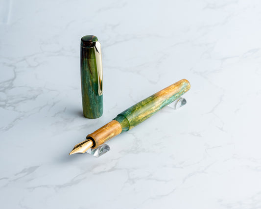 Primary Piece - "Golden Hour" Handmade Fountain Pen w/ Gold Plated Clip
