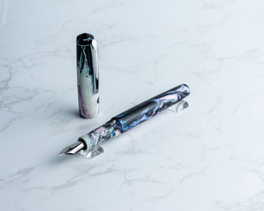 Primary Piece - "Nebulabalone" Handmade Fountain Pen w/ Silver Plated Clip