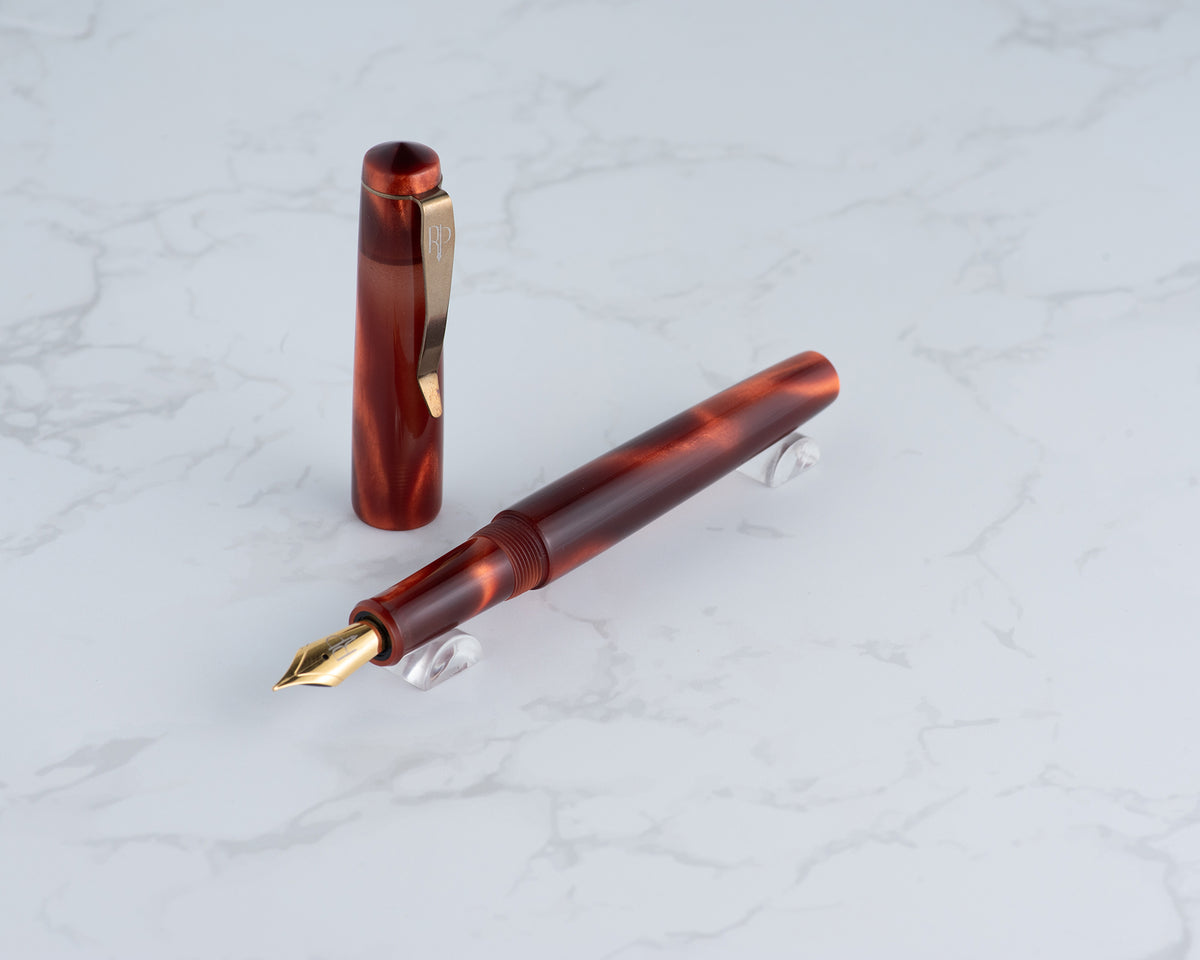 Primary Piece - "'Not' Hot Lava"  | Handmade Resin Fountain Pen w/ Flame-Bronzed Stainless Steel Clip