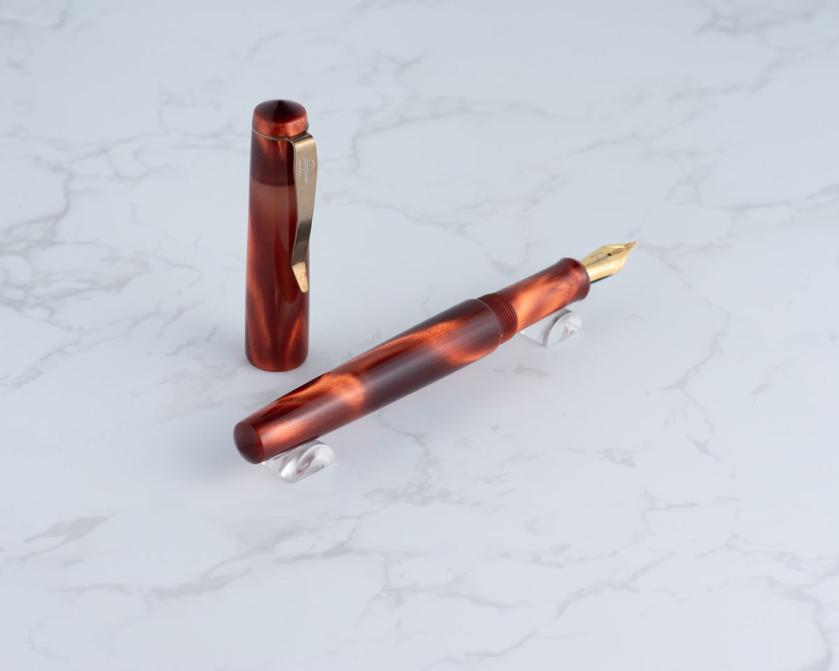 Primary Piece - "'Not' Hot Lava"  | Handmade Resin Fountain Pen w/ Flame-Bronzed Stainless Steel Clip