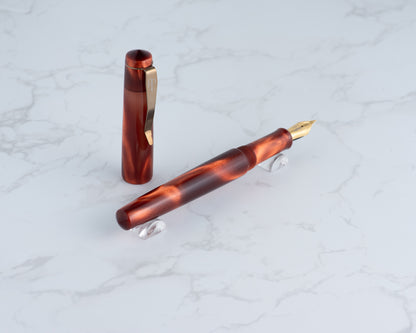 Primary Piece - "'Not' Hot Lava"  | Handmade Resin Fountain Pen w/ Flame-Bronzed Stainless Steel Clip