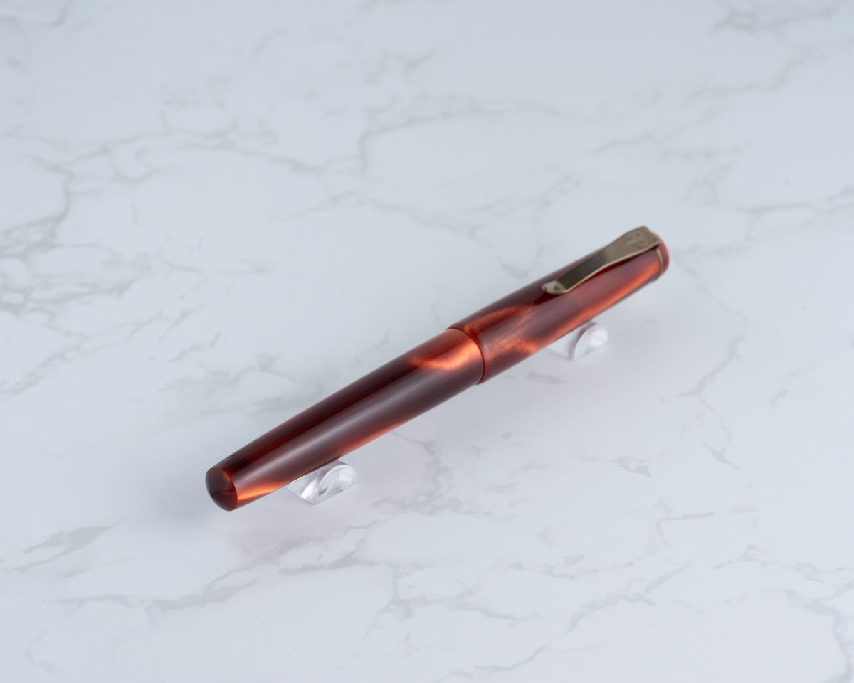 Primary Piece - "'Not' Hot Lava"  | Handmade Resin Fountain Pen w/ Flame-Bronzed Stainless Steel Clip
