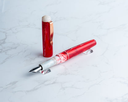 Premiere Piece - "Roses" Handmade Fountain Pen w/ Handmade Copper Clip