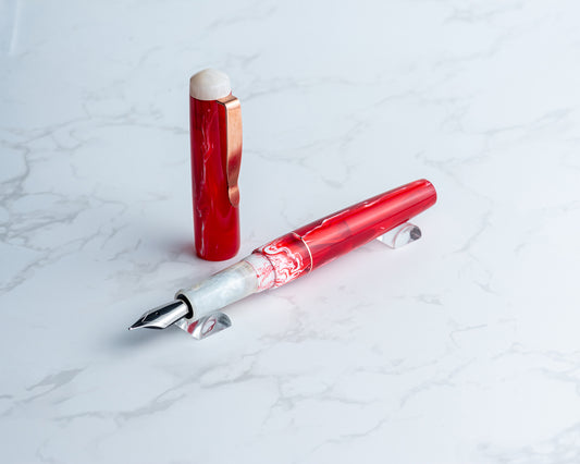 Premiere Piece - "Roses" Handmade Fountain Pen w/ Handmade Copper Clip