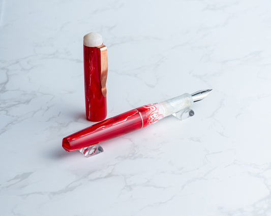 Premiere Piece - "Roses" Handmade Fountain Pen w/ Handmade Copper Clip