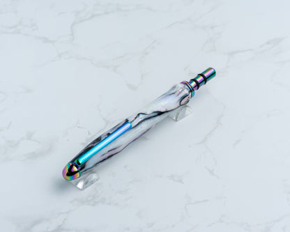 Single-Blade Seam Ripper w/ Removable Pocket Clip - "Abalone" Resin on Oil Slick Hardware