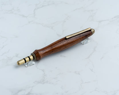 Single-Blade Seam Ripper w/ Removable Pocket Clip - Black Willow Wood on "Antique" Brass Hardware