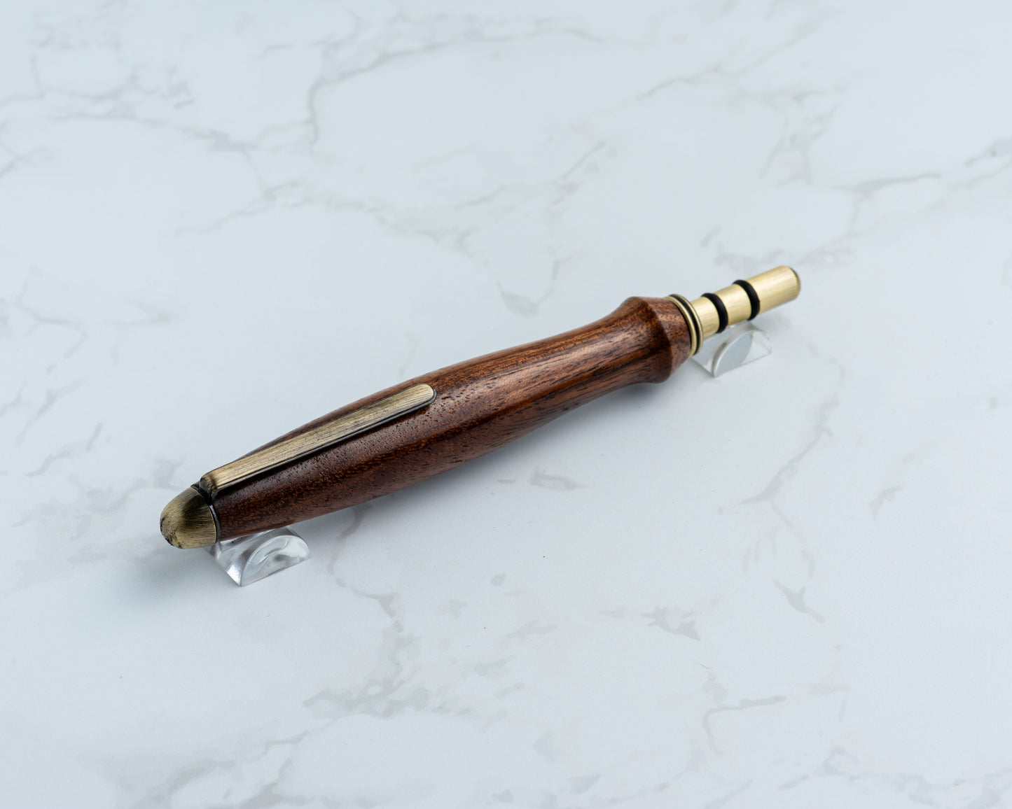 Single-Blade Seam Ripper w/ Removable Pocket Clip - Black Willow Wood on "Antique" Brass Hardware