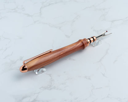 Single-Blade Seam Ripper w/ Removable Pocket Clip - Cedar Wood on Copper Plated Hardware
