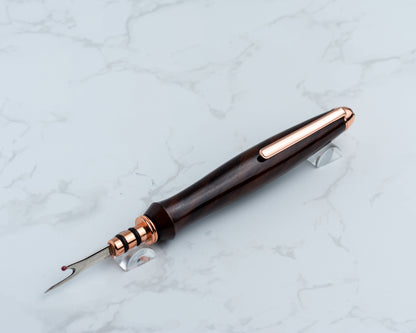 Single-Blade Seam Ripper w/ Removable Pocket Clip - Cocobolo Wood on Copper Plated Hardware