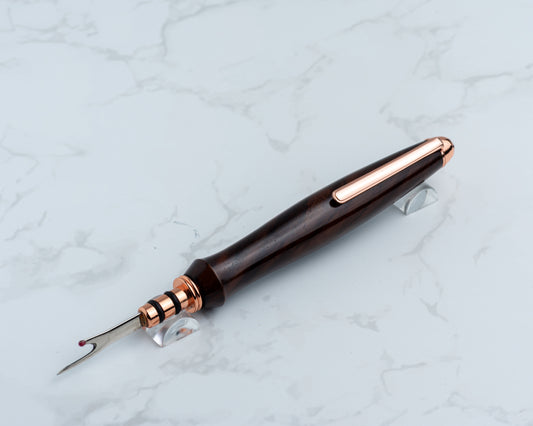 Single-Blade Seam Ripper w/ Removable Pocket Clip - Cocobolo Wood on Copper Plated Hardware