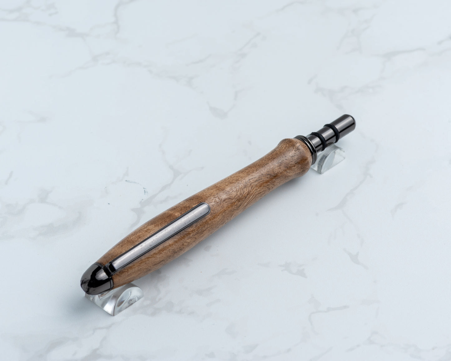 Single-Blade Seam Ripper w/ Removable Pocket Clip - English Walnut Wood on Gunmetal Hardware