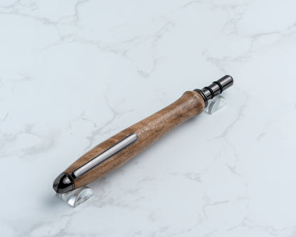 Single-Blade Seam Ripper w/ Removable Pocket Clip - English Walnut Wood on Gunmetal Hardware