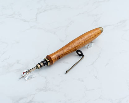 Single-Blade Seam Ripper w/ Removable Pocket Clip - Osage Orange Wood on "Antique" Brass Hardware