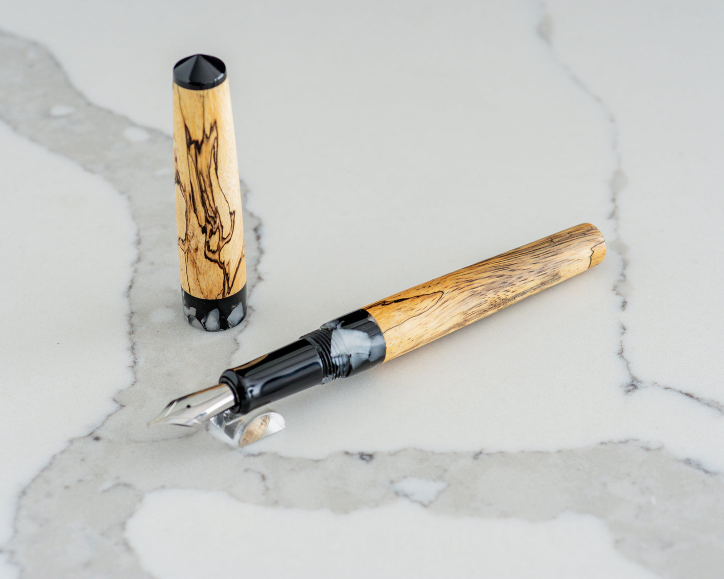 Primary Piece - "Topo Line" | Handmade Spalted Tamarind & Acrylic Fountain Pen