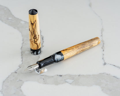 Primary Piece - "Topo Line" | Handmade Spalted Tamarind & Acrylic Fountain Pen