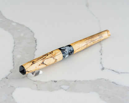 Primary Piece - "Topo Line" | Handmade Spalted Tamarind & Acrylic Fountain Pen