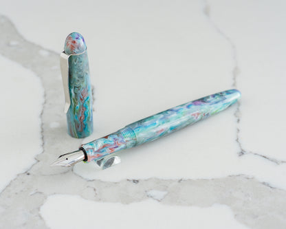 Primary Piece - "Water Lilies" | Handmade Alumilite Resin Fountain Pen w/ Stainless Steel Clip