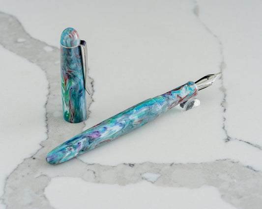 Primary Piece - "Water Lilies" | Handmade Alumilite Resin Fountain Pen w/ Stainless Steel Clip