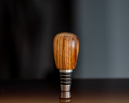 Hand-turned Wooden Bottle Stopper - Zebrano